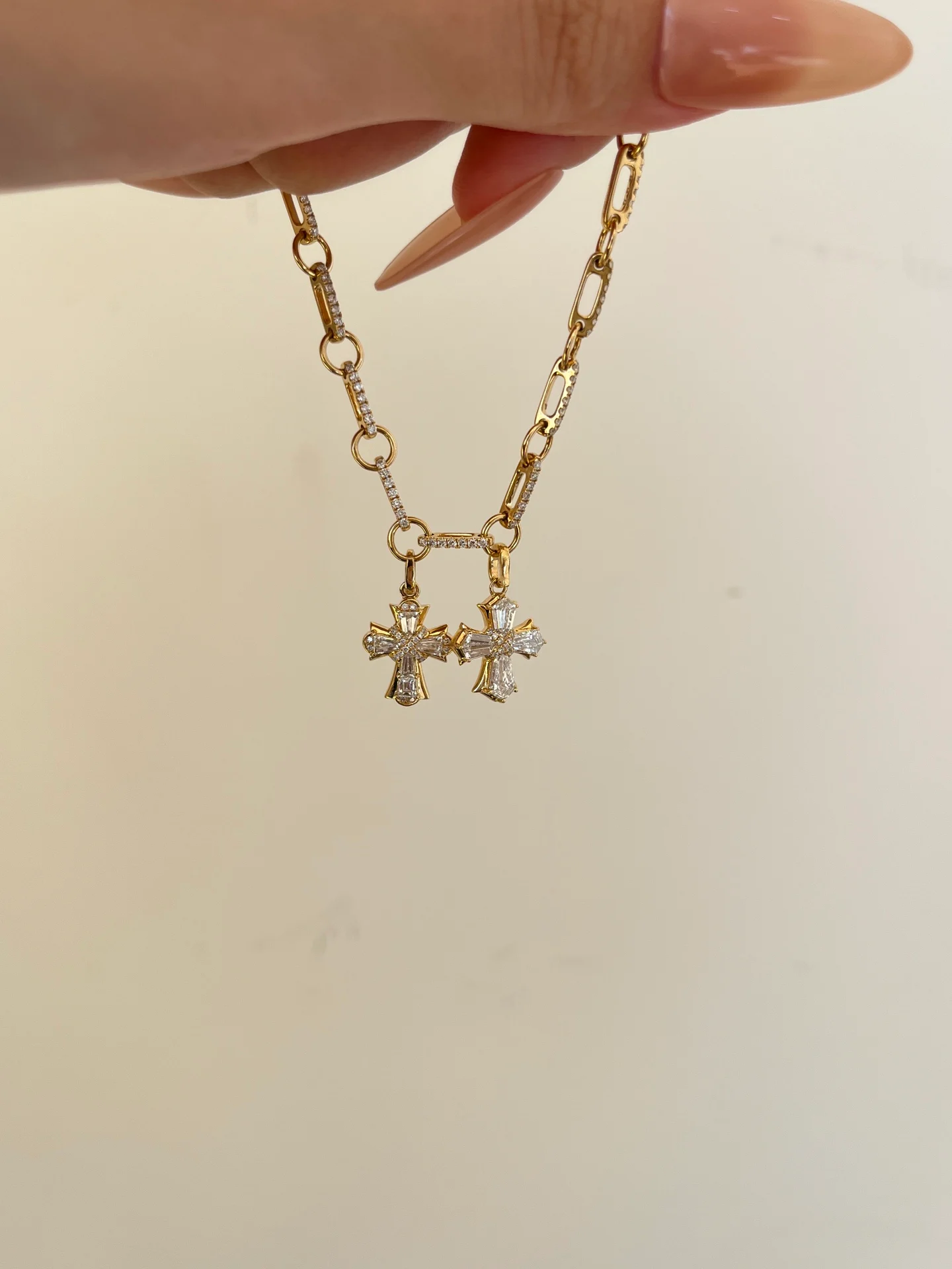 Cross-charm bracelet 001 · Links and charms (supplied photograph)