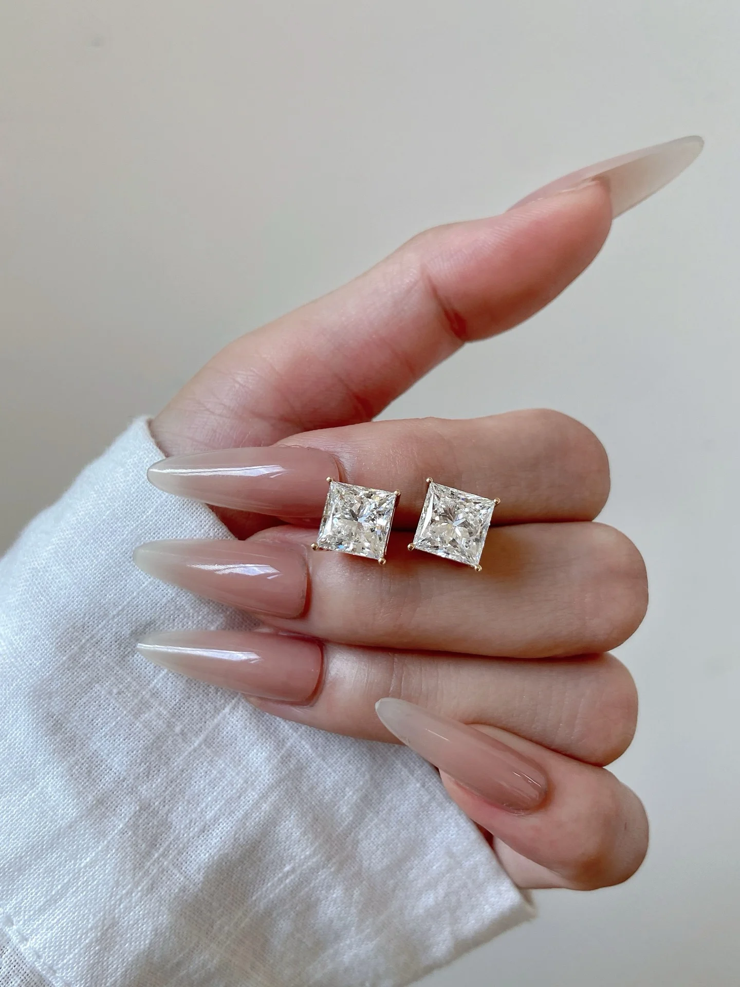 Square earrings 002 · Pair, front view (supplied photograph)