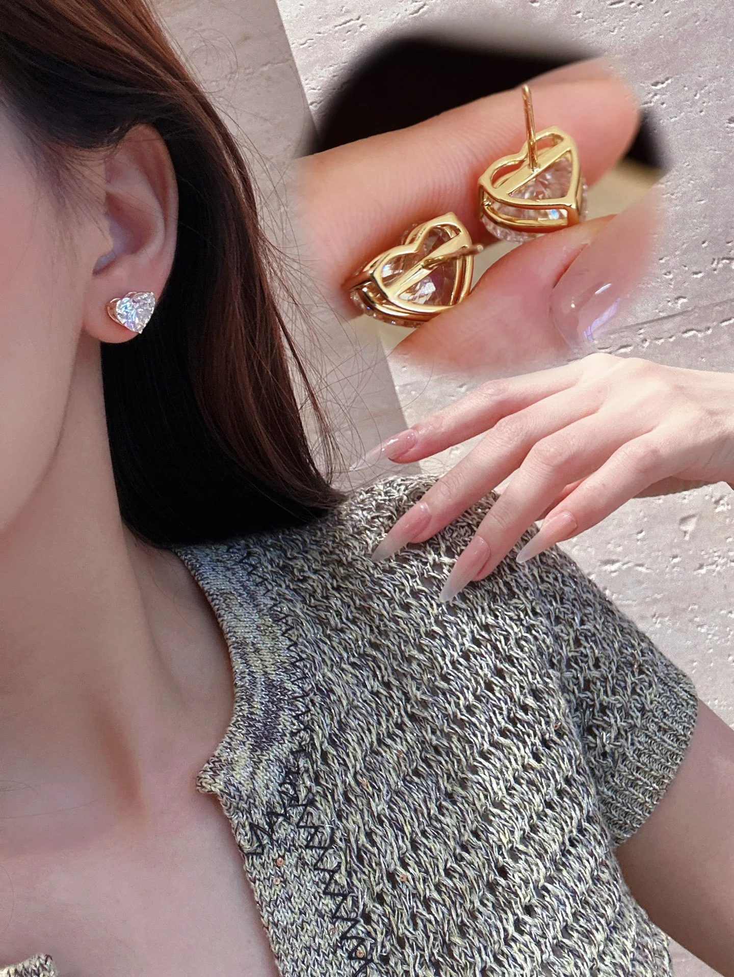 Heart earrings 003 · Supplied wear and reverse composite (supplied photograph)